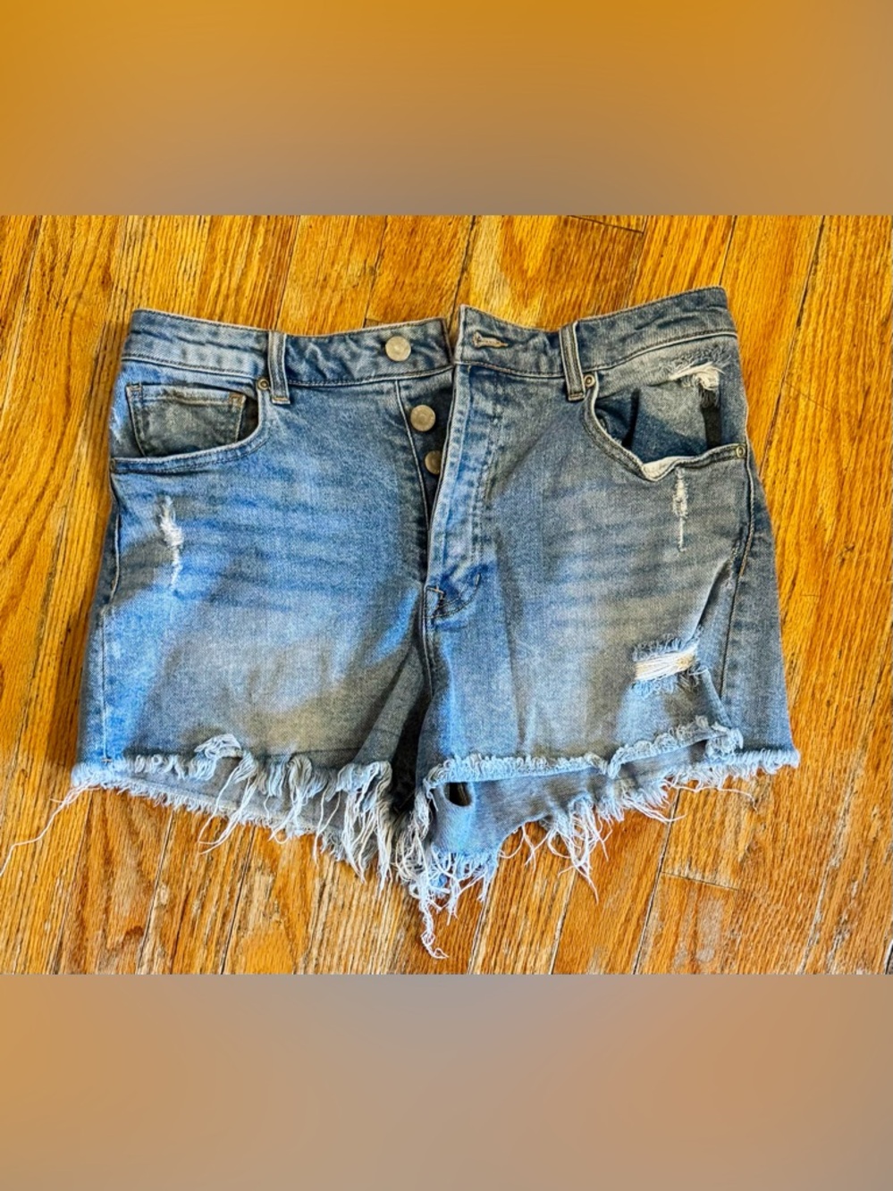 Harper High-Rise Distressed Denim Shorts